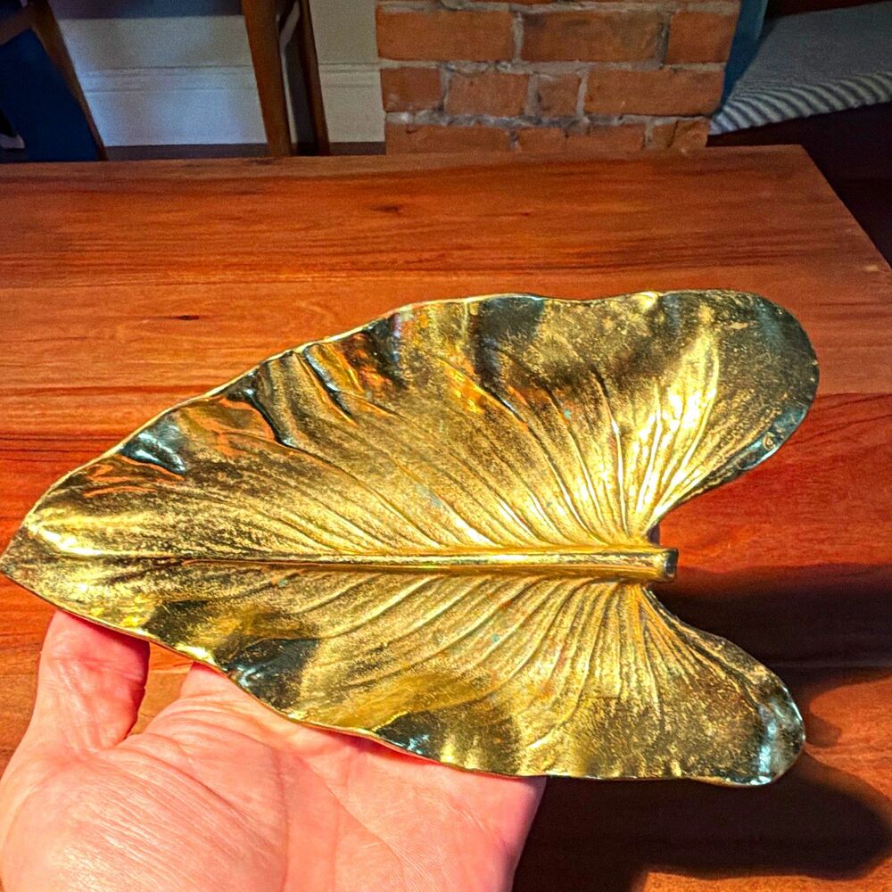 Vintage Solid Brass Virginia Metalcrafters Calla Lily Ashtray 1948